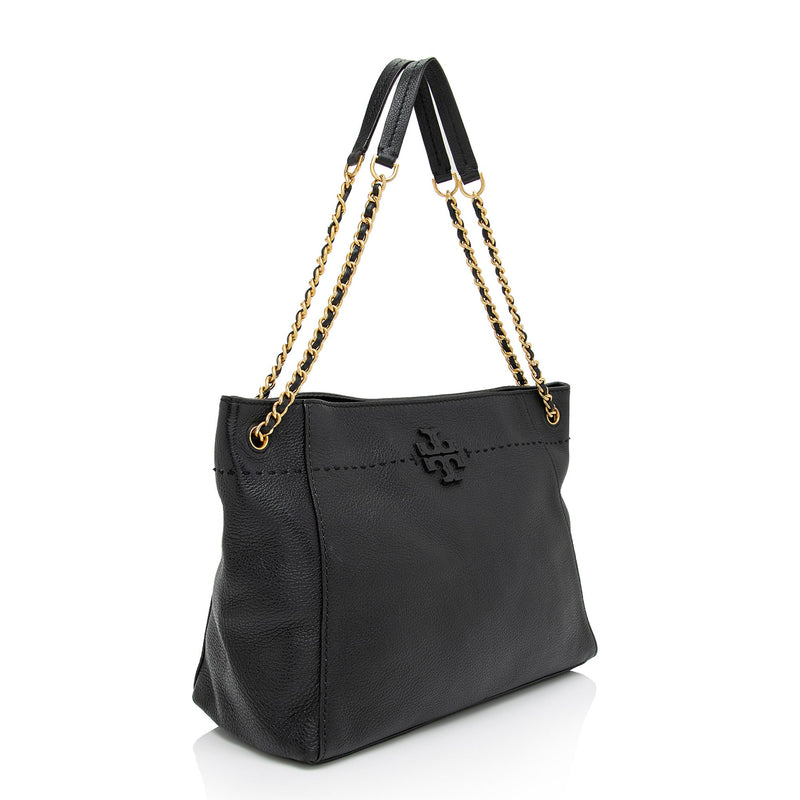 Tory Burch Leather McGraw Chain Slouchy Tote (SHF-dTgvWc)