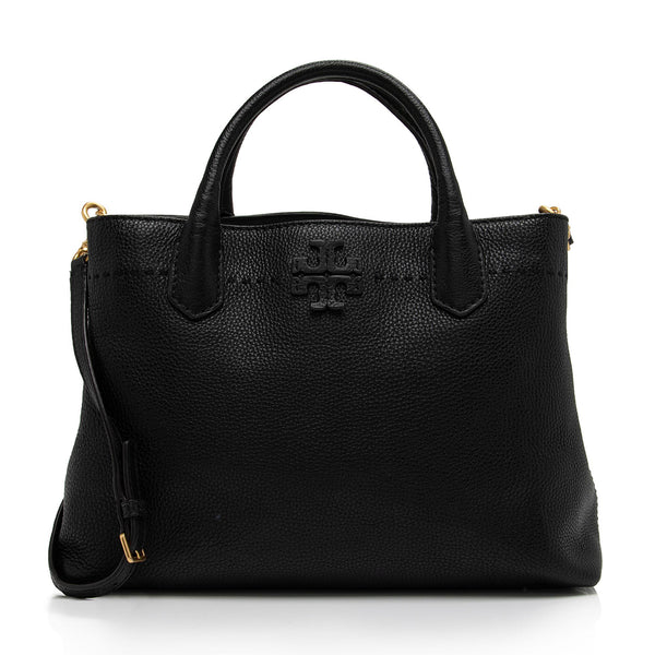 Tory Burch Leather McGraw Triple Compartment Tote (SHF-JTr34t)