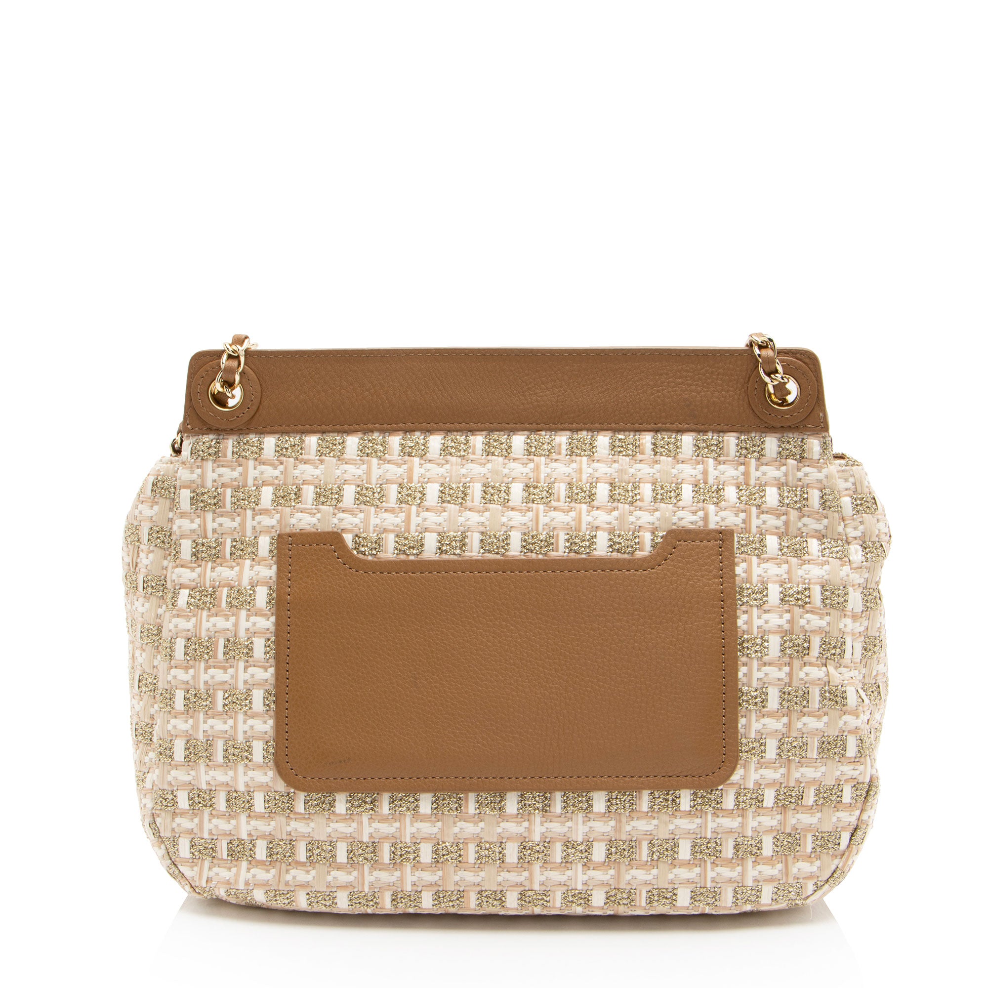 Tory Burch Leather Raffia Marion Saddle Bag (SHF-aUSocw)