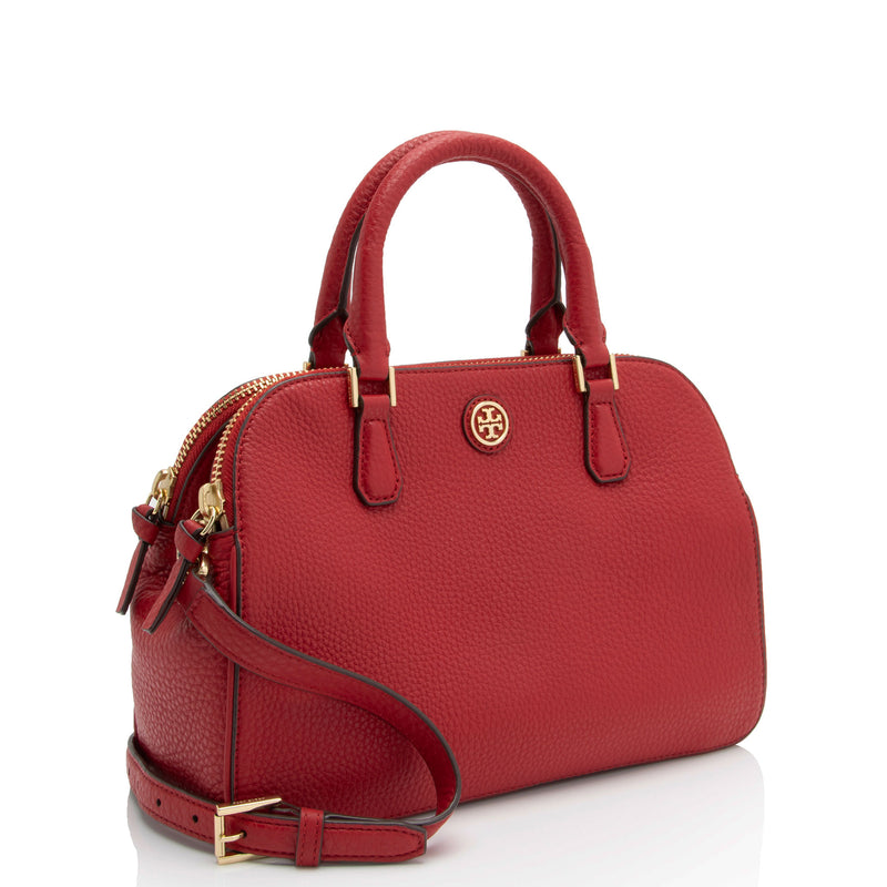 Tory Burch Leather Robinson Triple Zip Dome Satchel (SHF-4qlcLm)