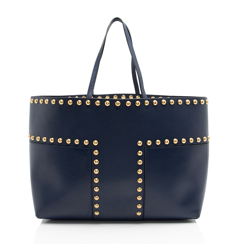Tory Burch Leather Studded Block T Tote SHF i1VG69 LuxeDH
