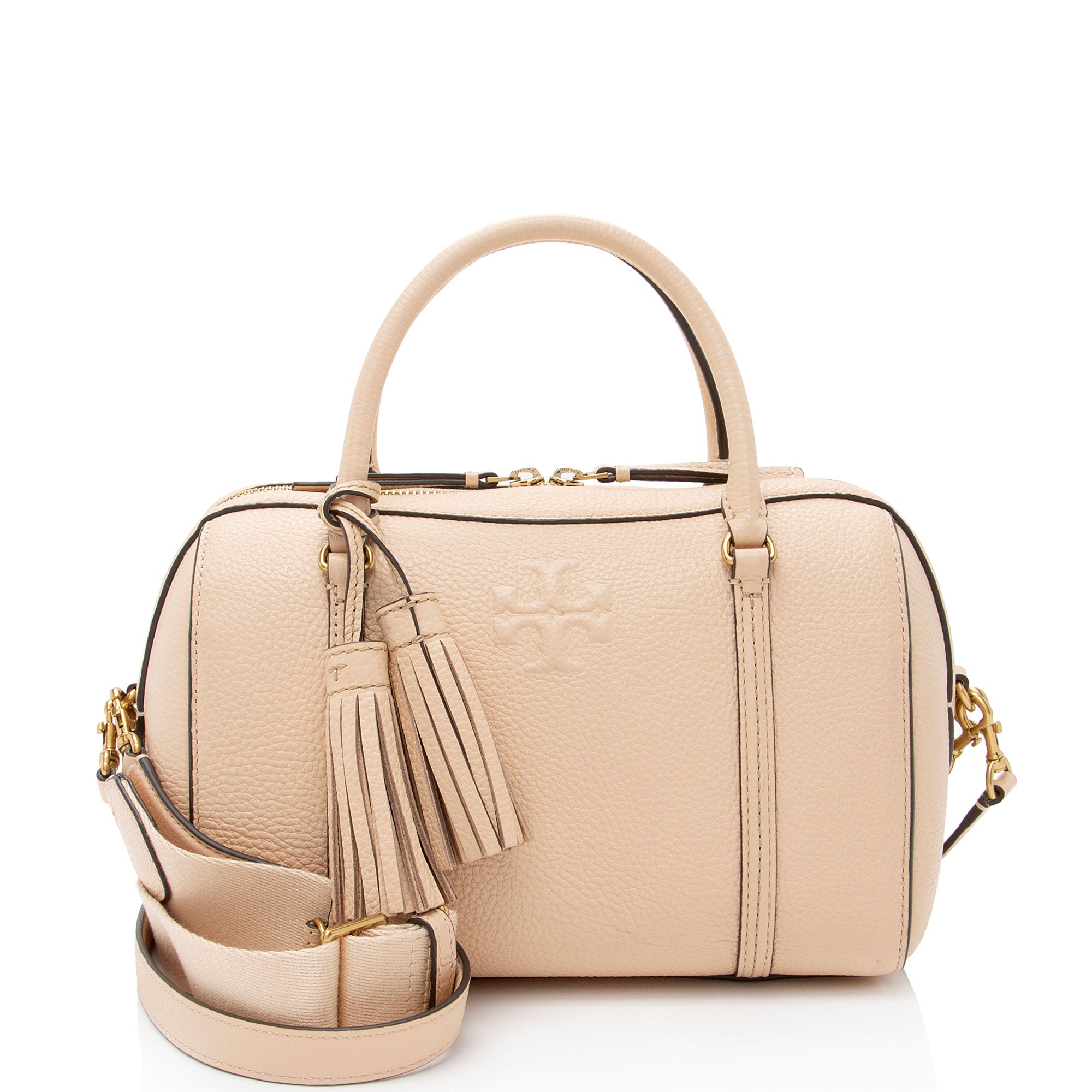 Tory Burch Leather Thea Tassel Satchel (SHF-CkfZJG)