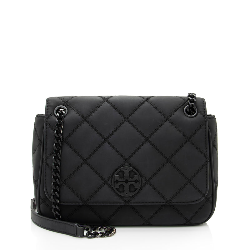 Tory Burch Matte Quilted Leather Willa Small Shoulder Bag (SHF-4PXmEU)