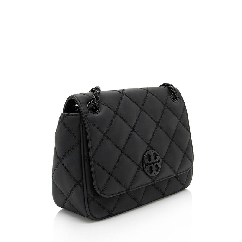 Tory Burch Matte Quilted Leather Willa Small Shoulder Bag (SHF-4PXmEU)