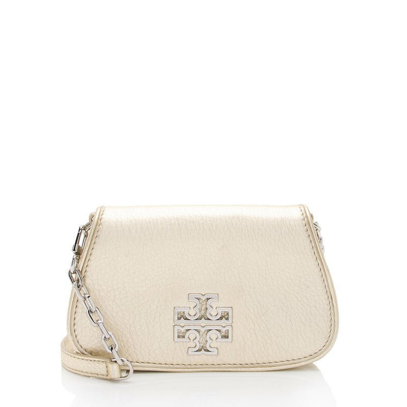 Tory Burch Metallic Leather Britten Mini Crossbody Bag (SHF-Yq8iZv)