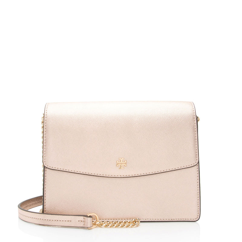 Tory Burch Metallic Saffiano Leather Robinson Shoulder Bag (SHF-di2rQw)