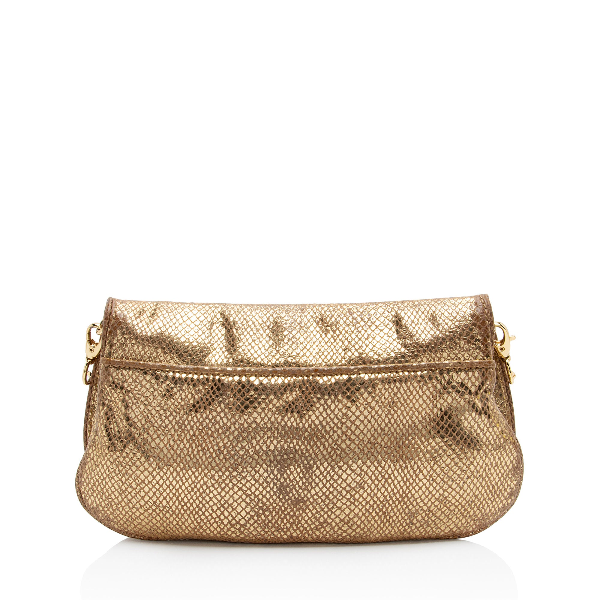 Tory Burch Metallic Embossed Snakeskin Leather Reva Clutch (SHF-q2T2di)