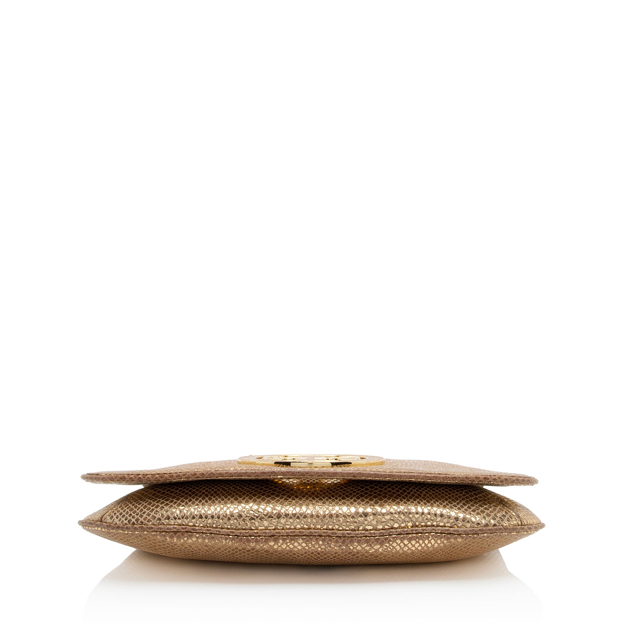 Tory Burch Metallic Embossed Snakeskin Leather Reva Clutch (SHF-q2T2di)