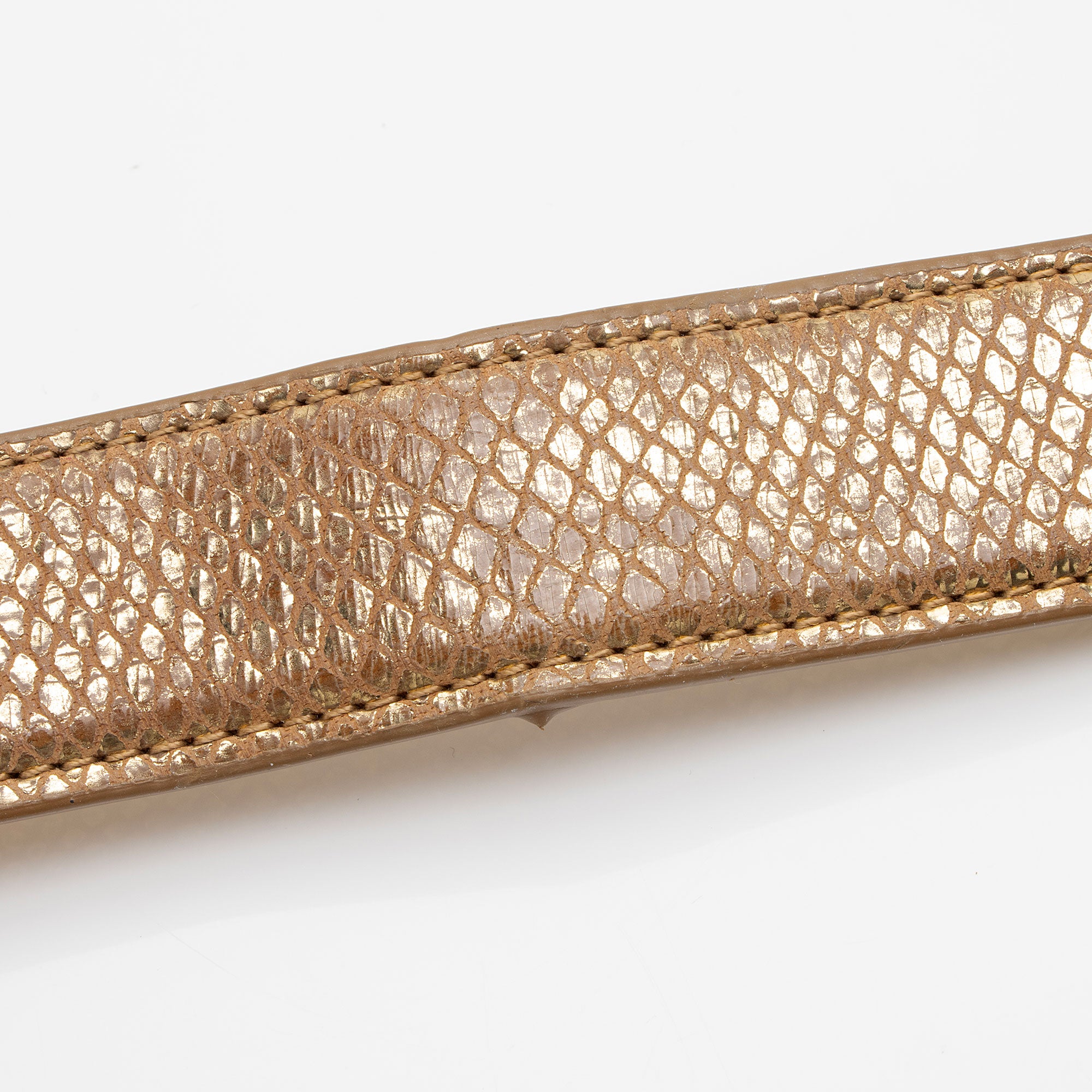 Tory Burch Metallic Embossed Snakeskin Leather Reva Clutch (SHF-q2T2di