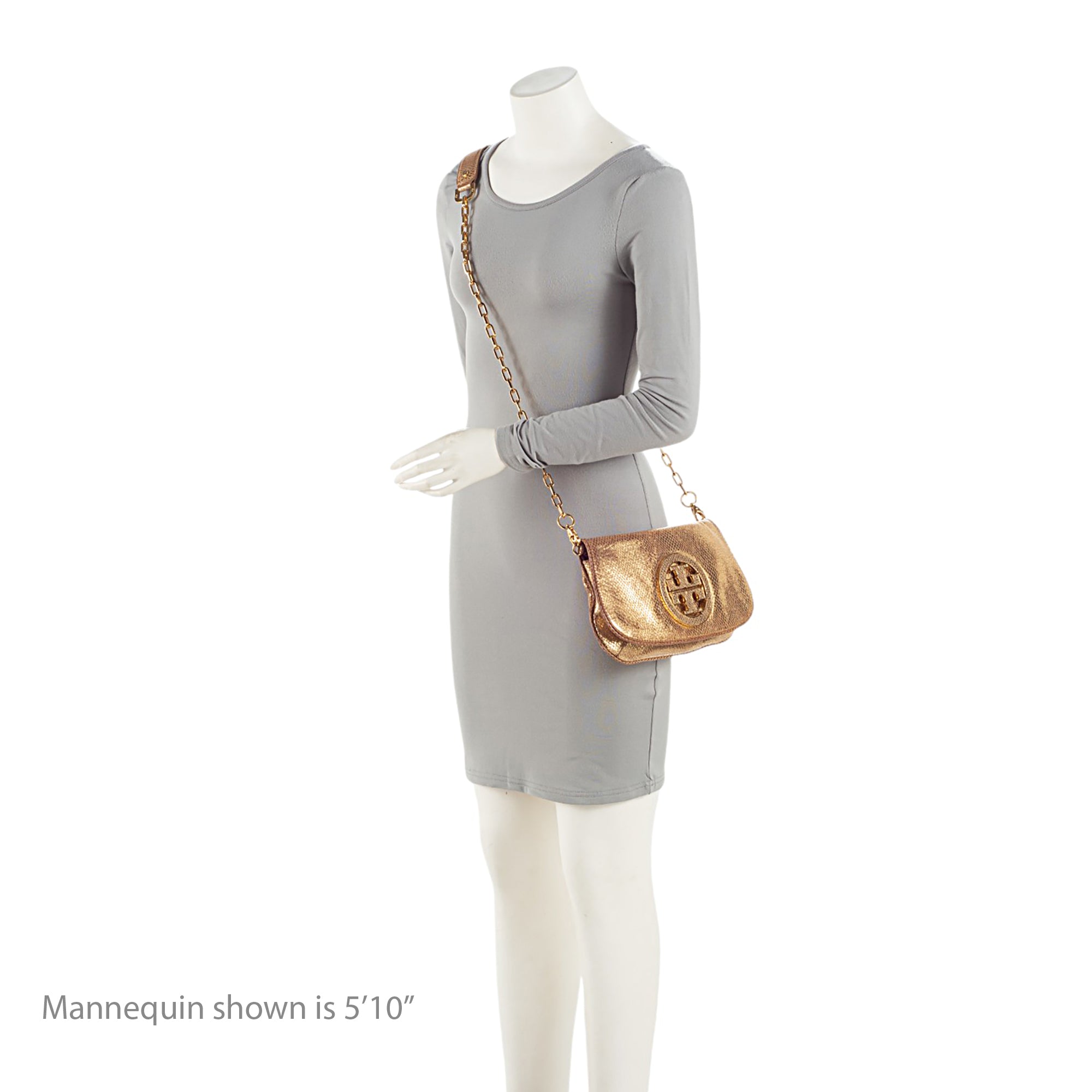 Tory Burch Metallic Embossed Snakeskin Leather Reva Clutch (SHF-q2T2di)