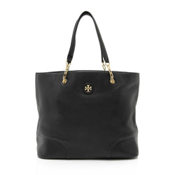 Tory Burch Pebbled Leather Chain Tote (SHF-23825)