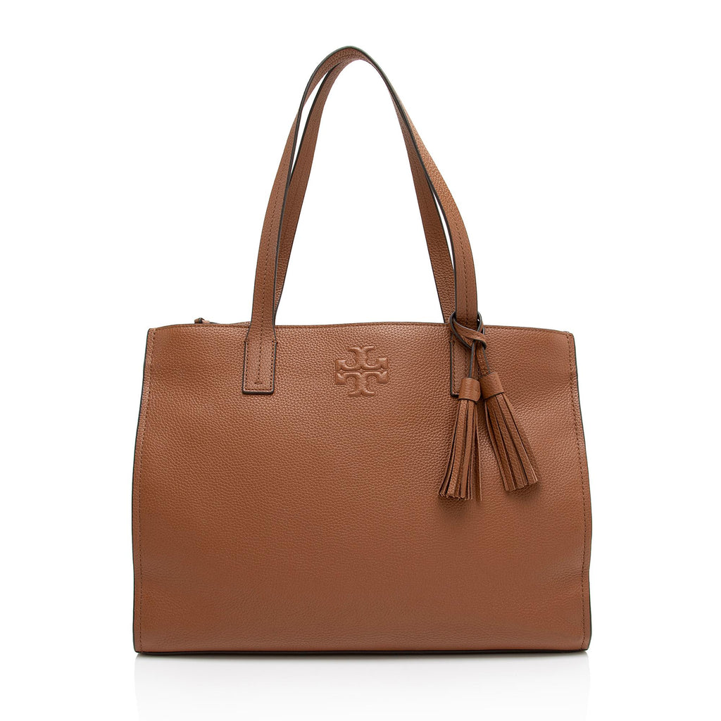 Tory Burch Pebbled Leather Thea Tassel Large Tote (SHF-XpGwbc) – LuxeDH