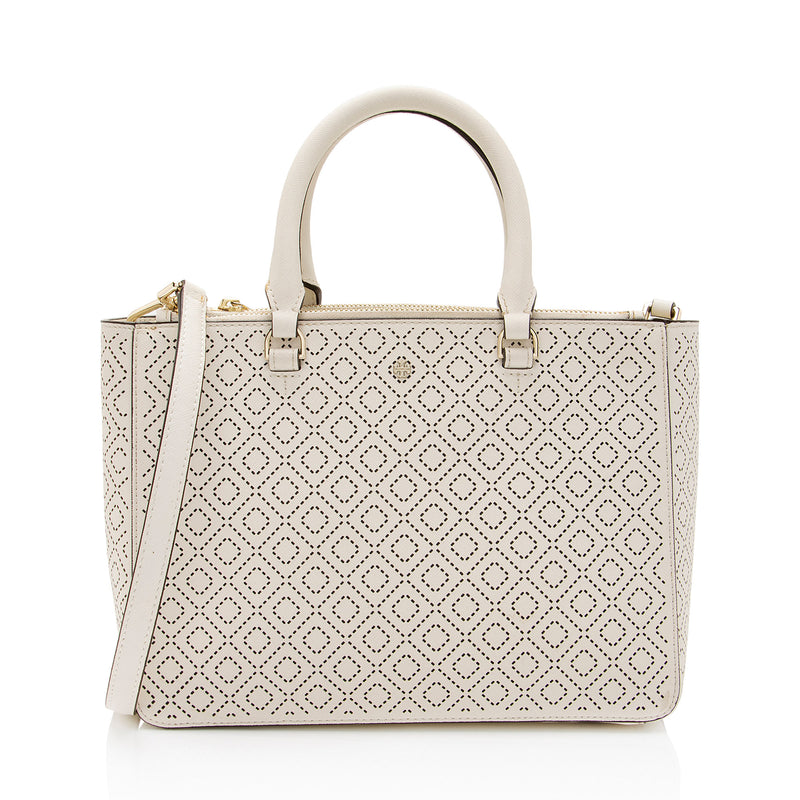 Tory Burch Perforated Leather Robinson Small Tote (SHF-dL86y8)