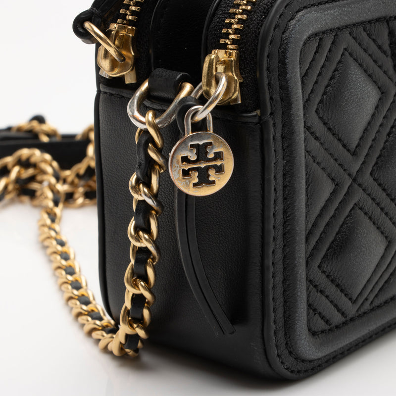 Tory Burch Quilted Leather Fleming Double-Zip Mini Bag (SHF-6foPdW)