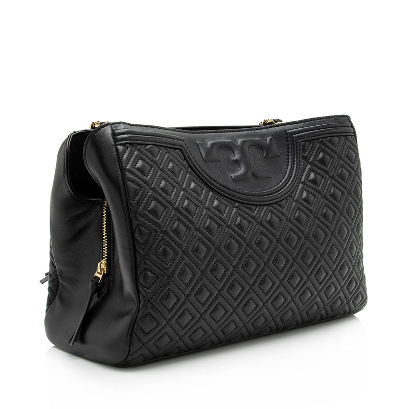 Tory Burch Quilted Leather Fleming Tote (SHF-23792)
