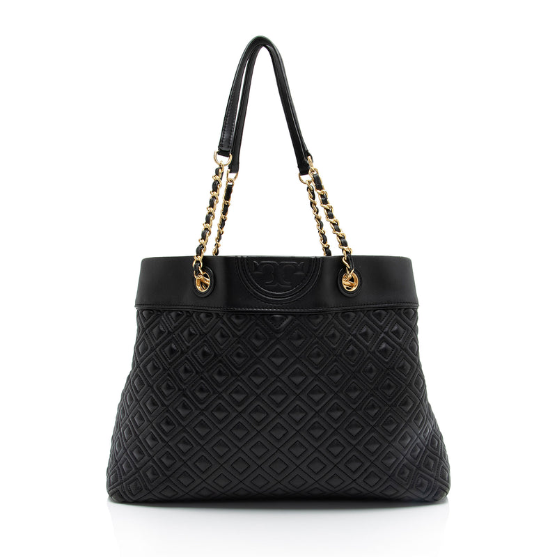 Tory Burch Quilted Leather Fleming Tote (SHF-kzdbgo)