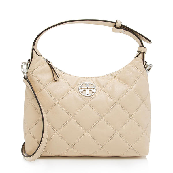 Tory Burch Quilted Leather Willa Mini Hobo (SHF-LgH17e)