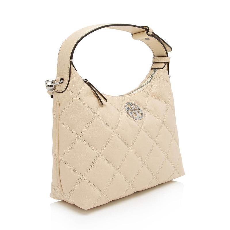 Tory Burch Quilted Leather Willa Mini Hobo (SHF-LgH17e)
