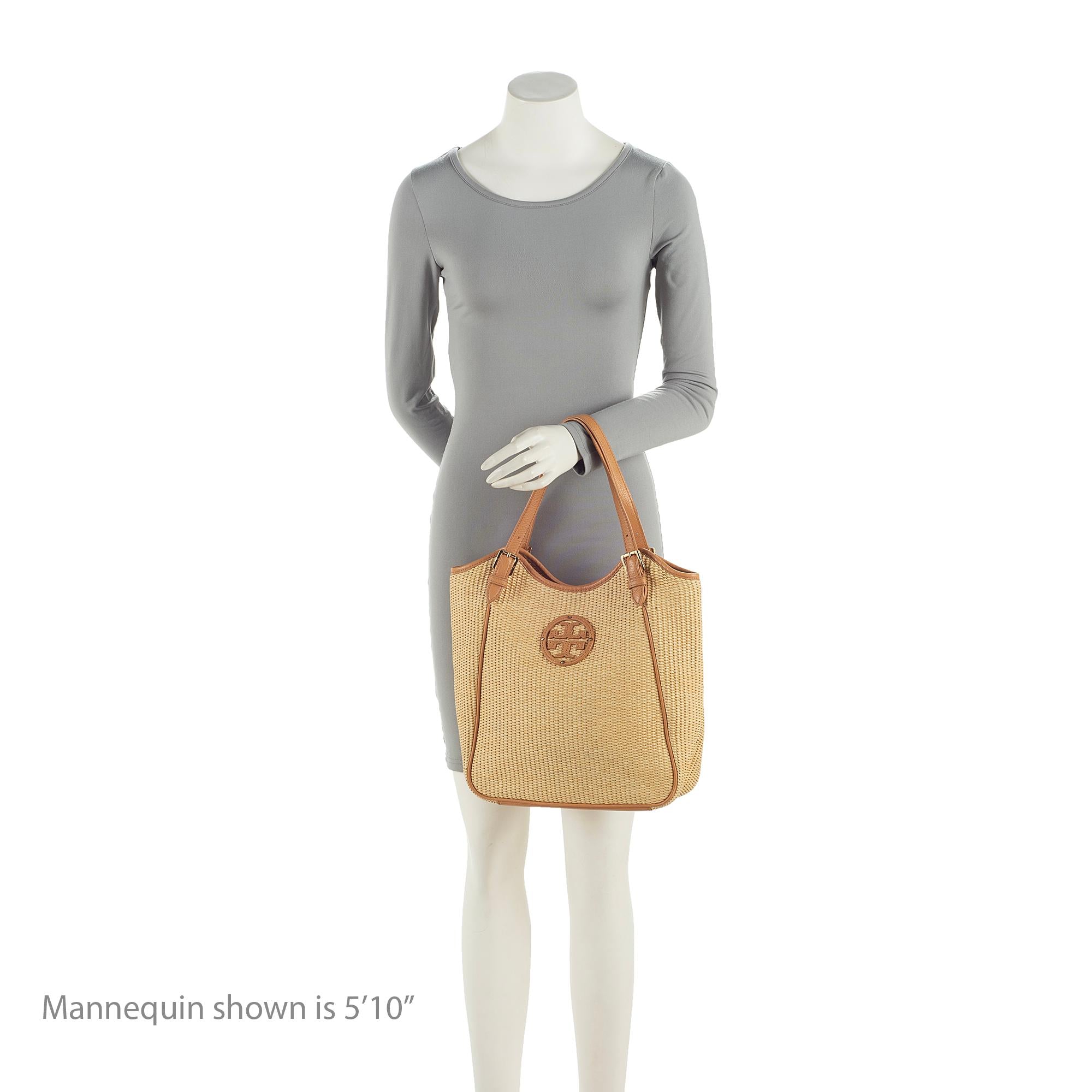 Tory Burch Raffia Leather Slouchy Tote (SHF-UewUdN)