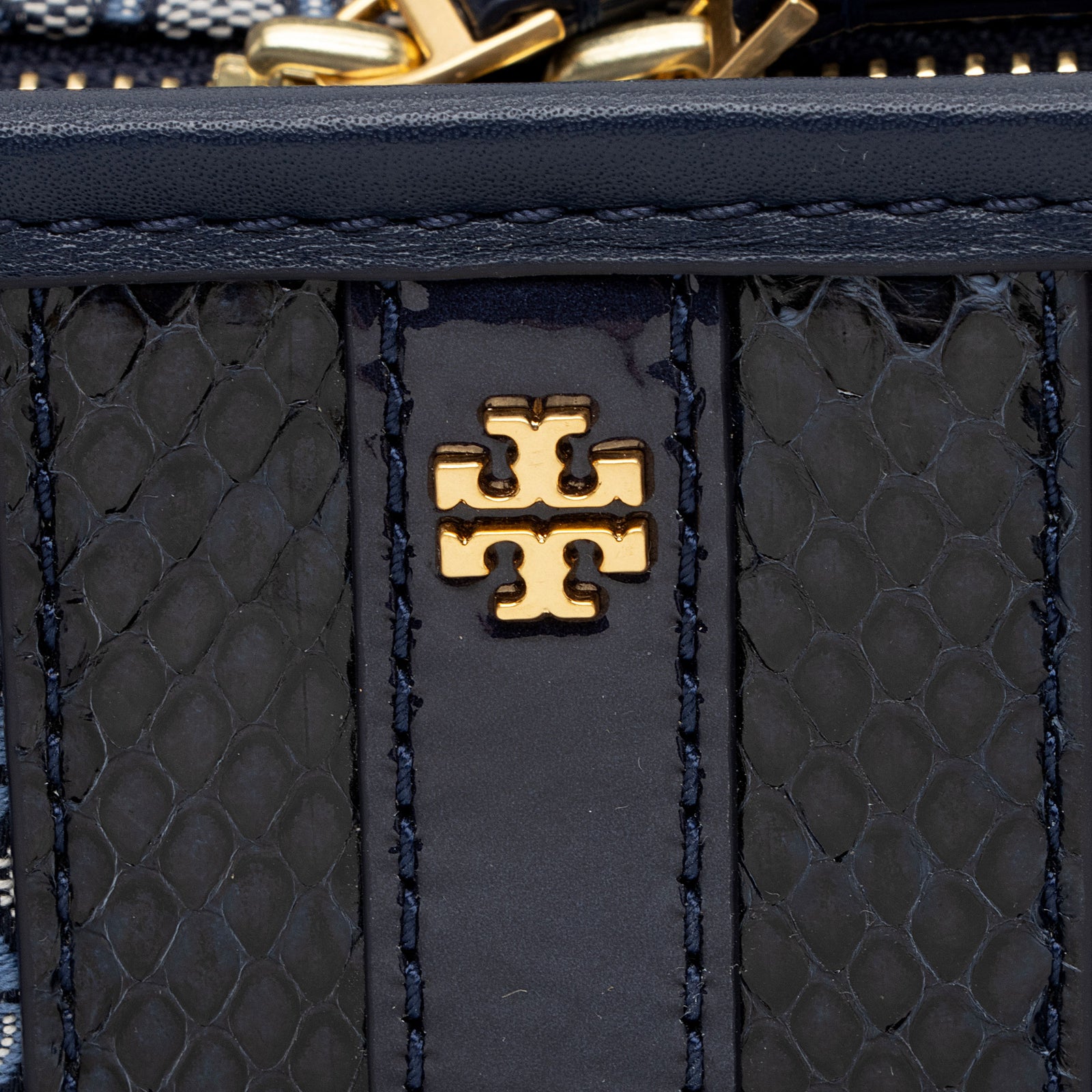 Tory Burch Snakeskin Embossed Gemini Link Jacquard Tote SHF GYDSIW LuxeDH