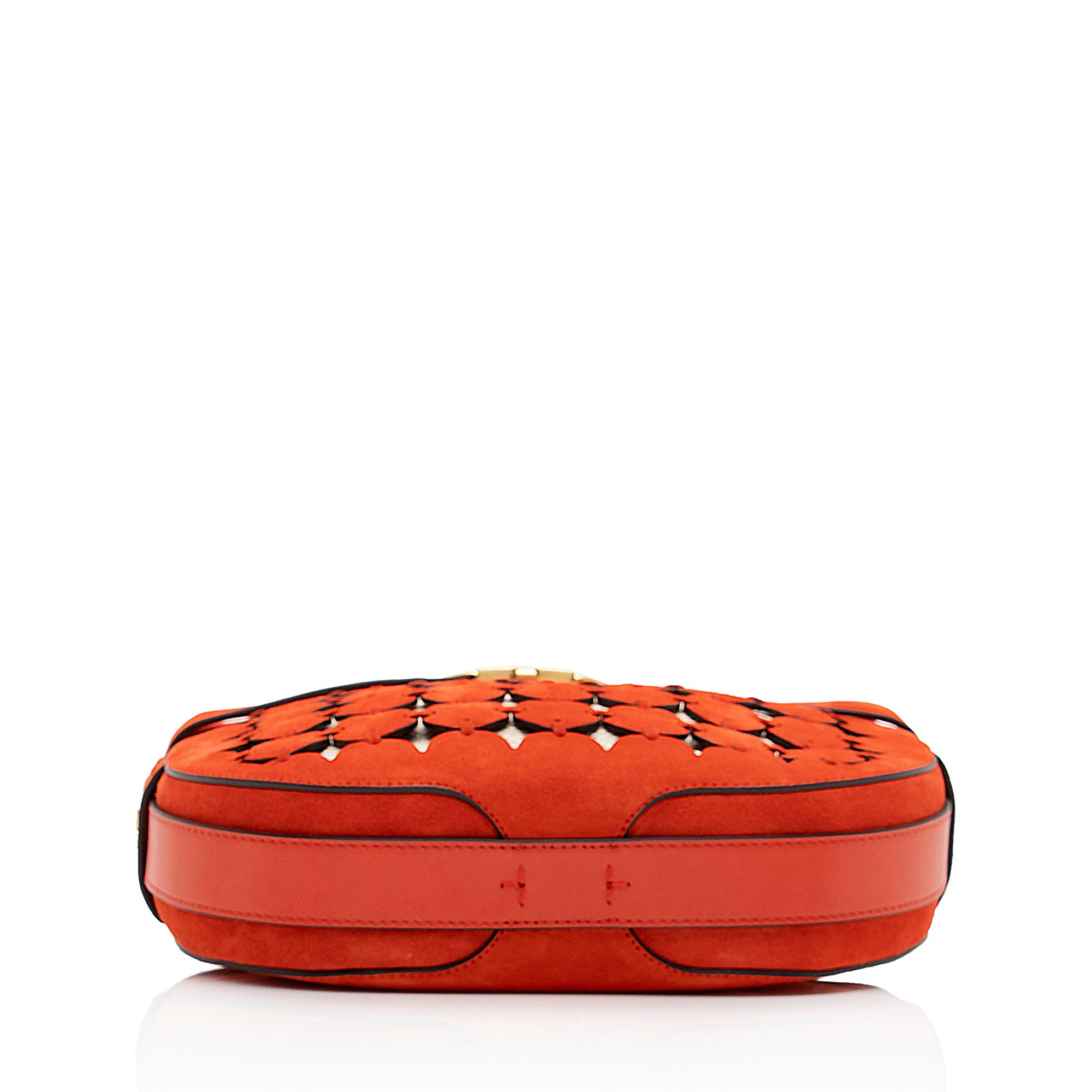 Tory Burch Suede Cutout Gemini Link Crossbody Bag (SHF-npWLTP)