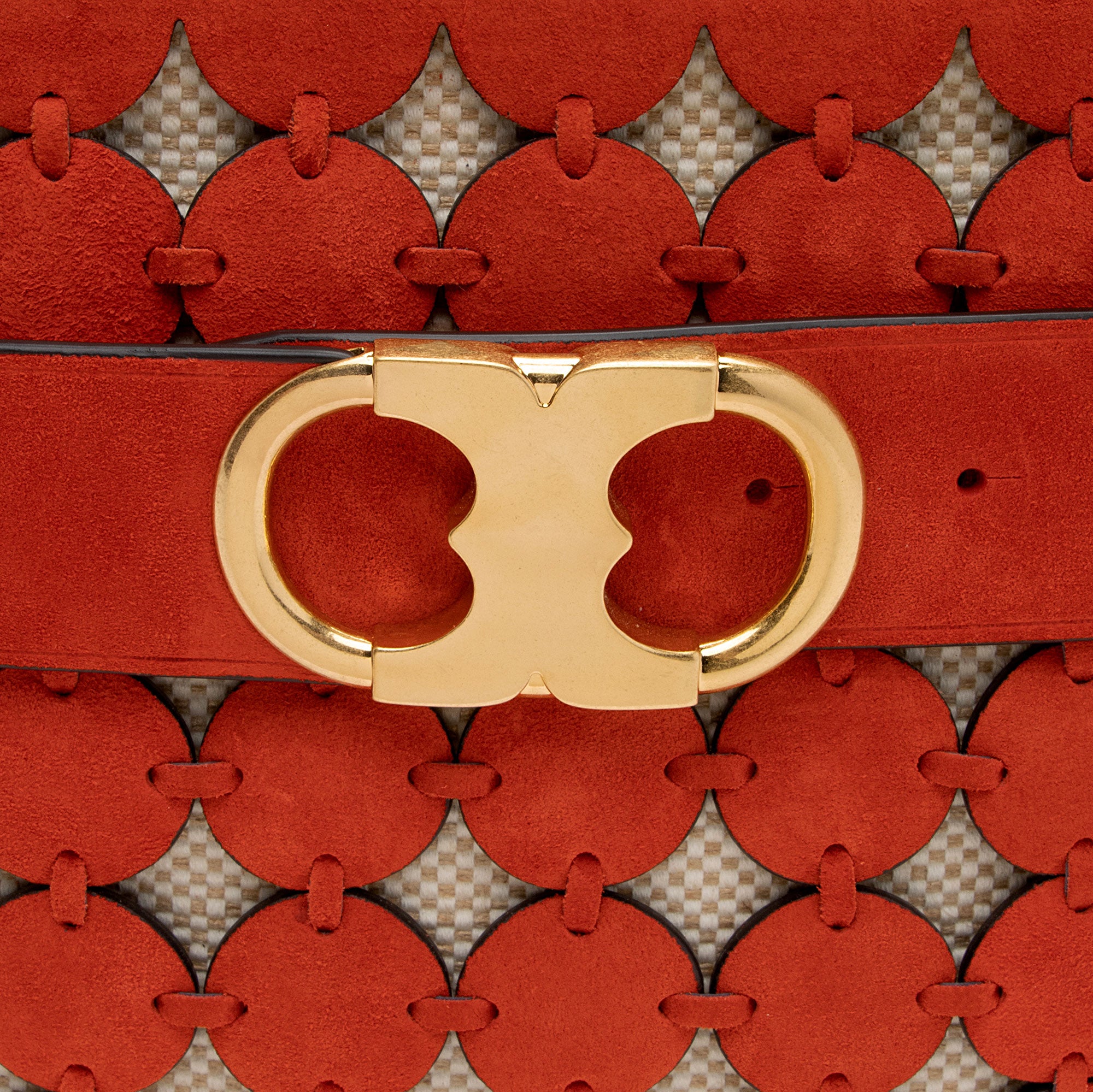 Tory Burch Suede Cutout Gemini Link Crossbody Bag (SHF-npWLTP)