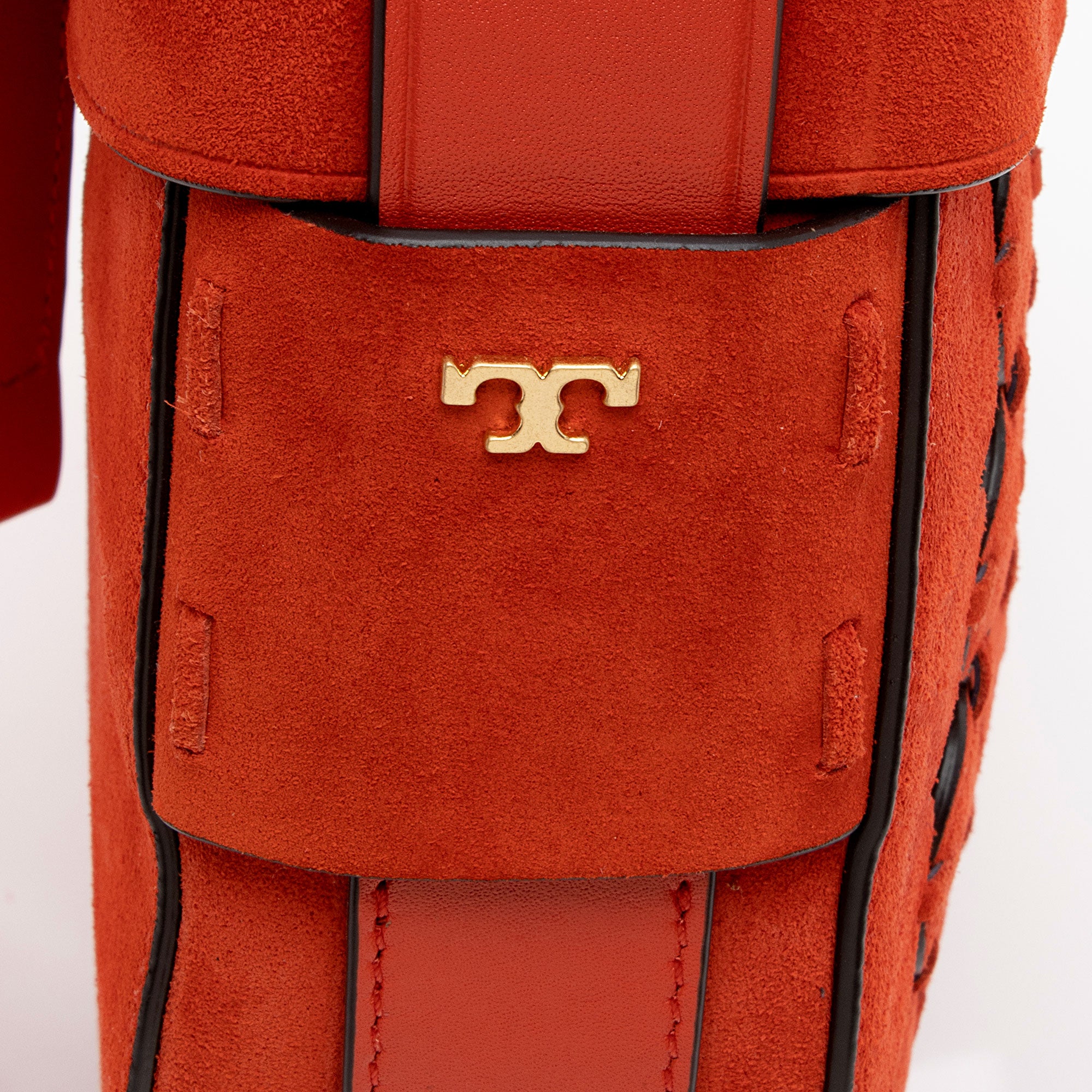 Tory Burch Suede Cutout Gemini Link Crossbody Bag (SHF-npWLTP)