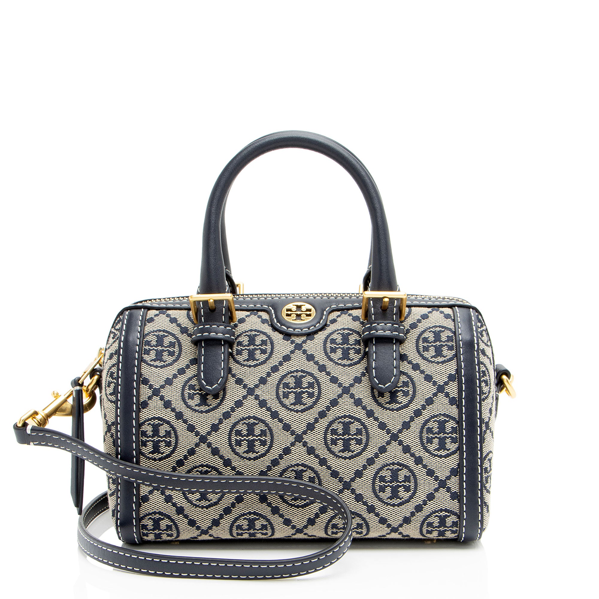Tory Burch T Monogram Canvas Barrel Mini Satchel
