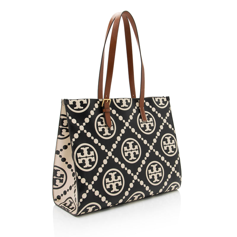 Tory Burch T Monogram Embossed Leather Tote (SHF-qrlDFn)