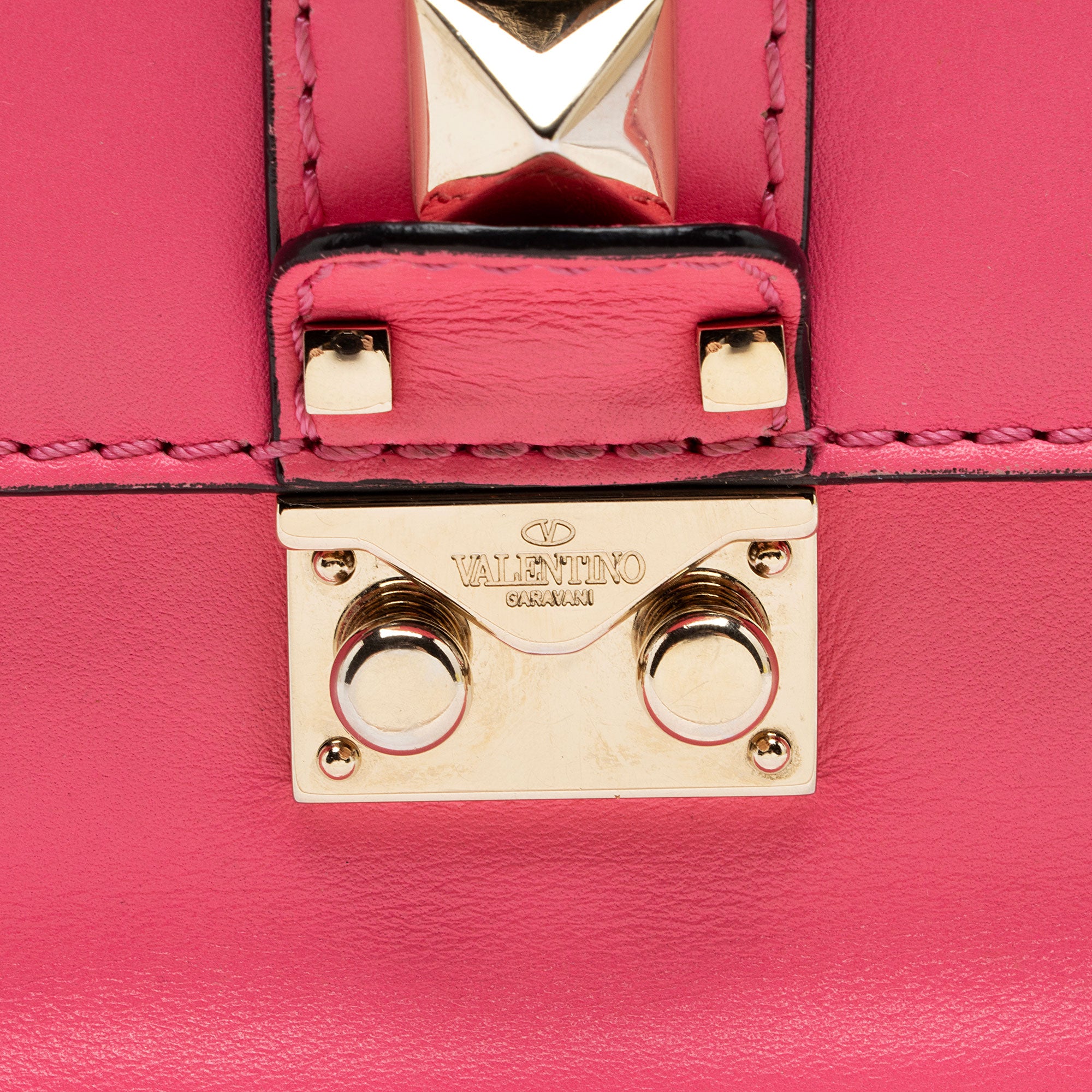 Valentino Calfskin Glam Lock Medium Shoulder Bag