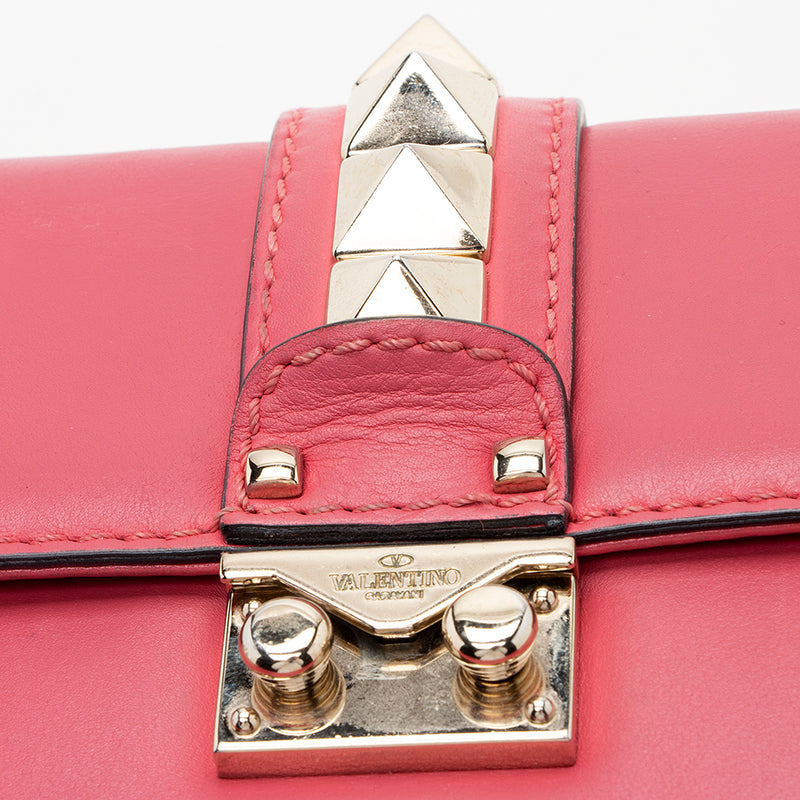 Valentino Calfskin Glam Lock Small Shoulder Bag (SHF-19223)