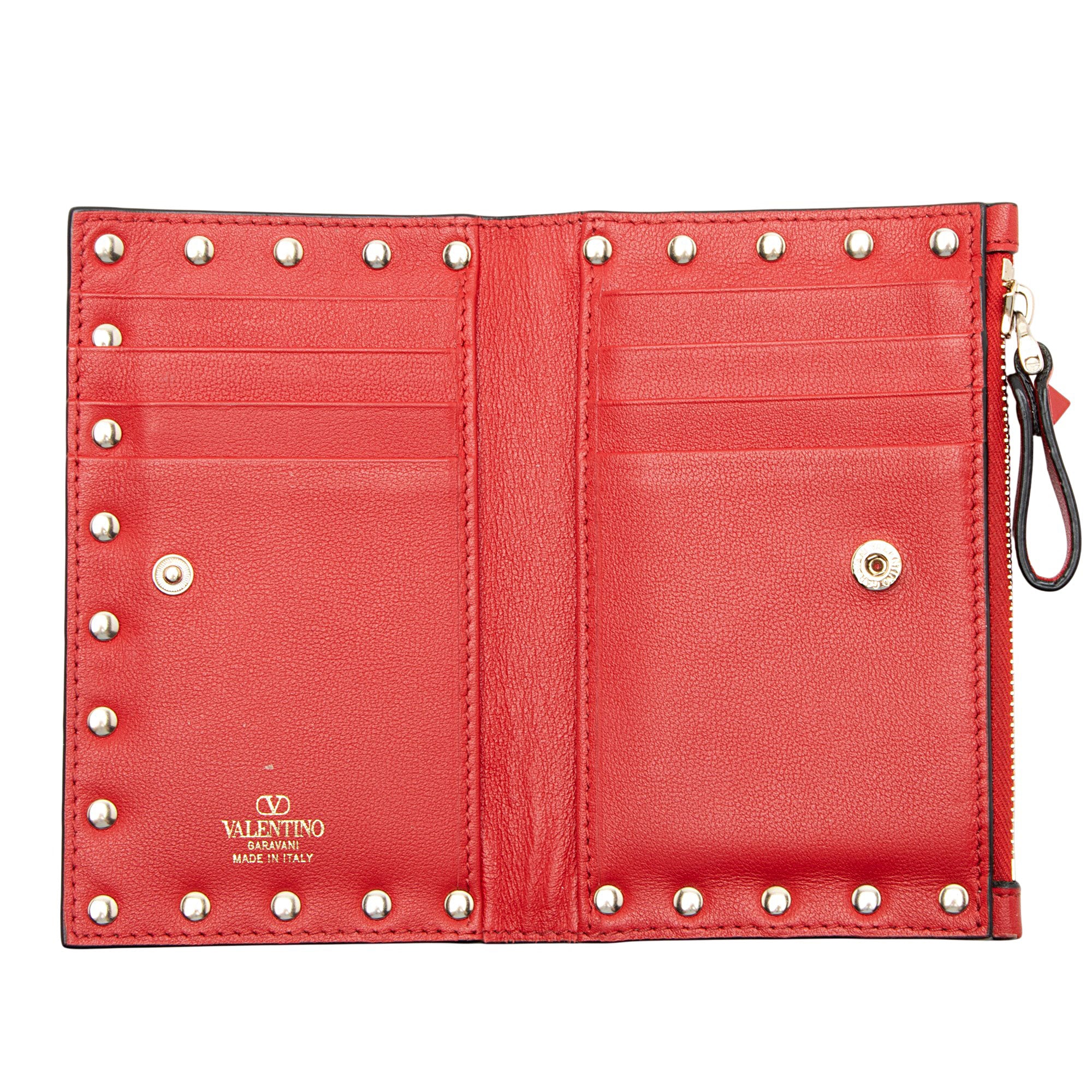 Valentino Calfskin Rockstud Bifold Wallet