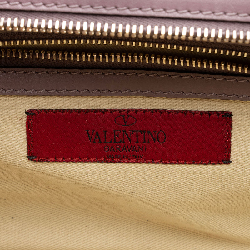 Valentino Calfskin Rockstud Double Handle Small Tote (SHF-twHMYA)