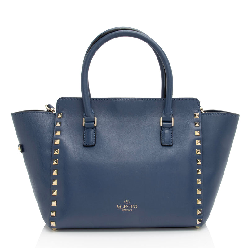 Valentino Calfskin Rockstud Double Handle Small Tote (SHF-WyhIHB)