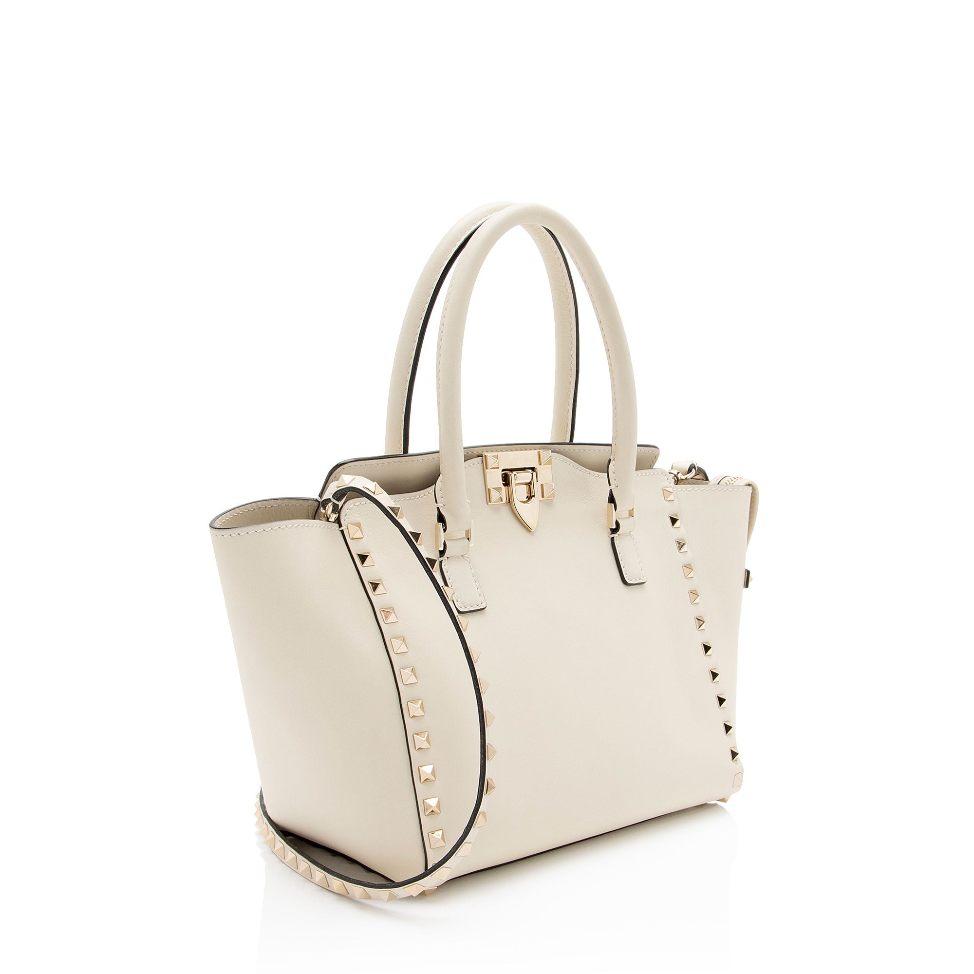 Valentino Calfskin Rockstud Double Handle Small Tote