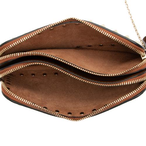 Valentino Calfskin Rockstud Double Zip Crossbody Bag (SHF-j0WRLW)