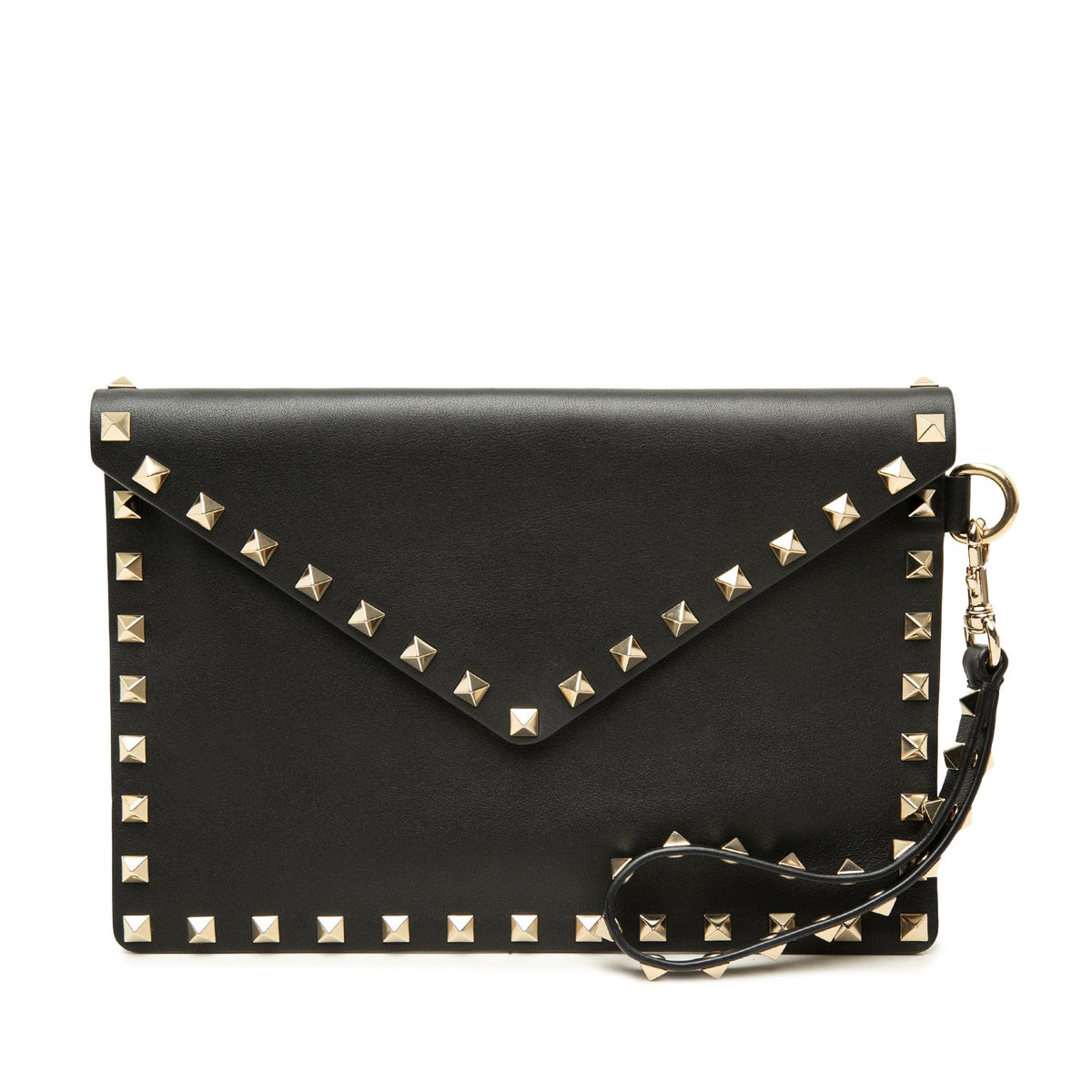 Valentino Calfskin Rockstud Envelope Flat Wristlet Clutch