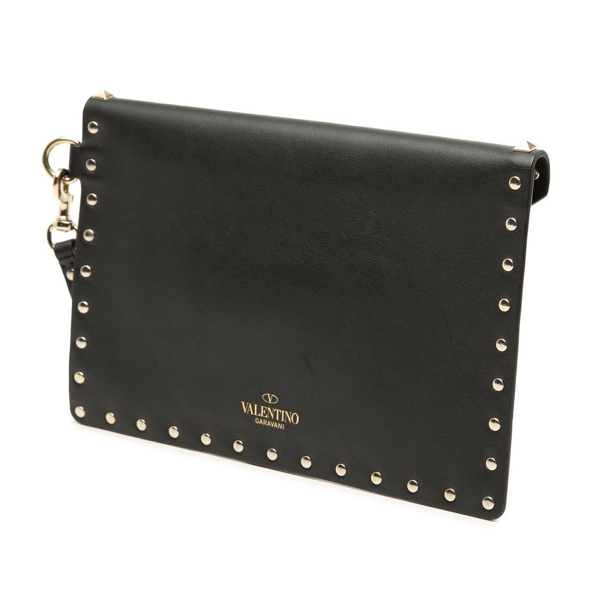 Valentino Calfskin Rockstud Envelope Flat Wristlet Clutch