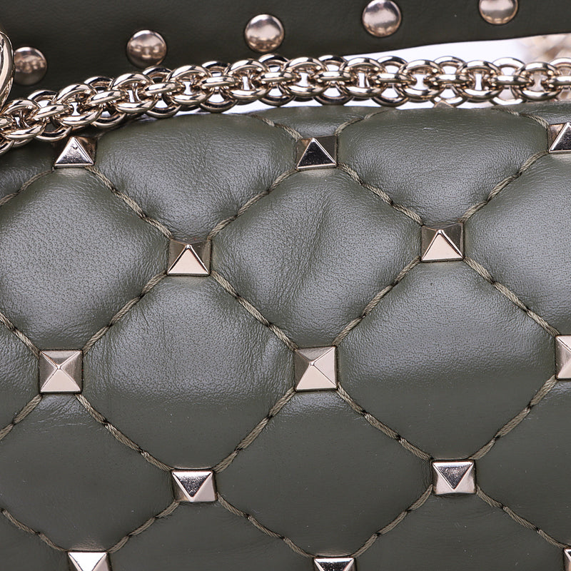 Valentino Calfskin Rockstud Spike Up Chain Shoulder Bag (SHF-a2oPsZ)