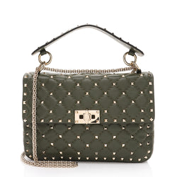 Valentino Calfskin Rockstud Spike Up Chain Shoulder Bag (SHF-a2oPsZ)