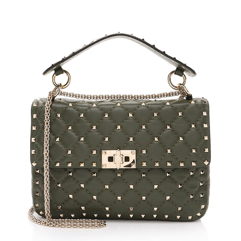 Valentino Calfskin Rockstud Spike Up Chain Shoulder Bag (SHF-a2oPsZ)