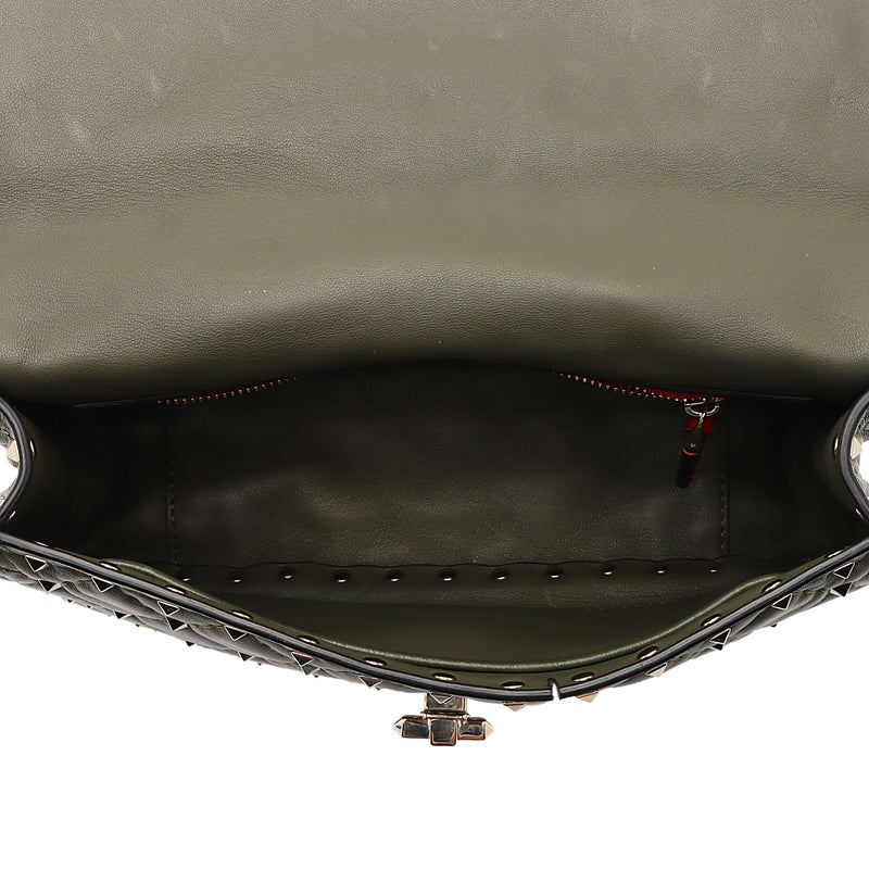 Valentino Calfskin Rockstud Spike Up Chain Shoulder Bag (SHF-a2oPsZ)