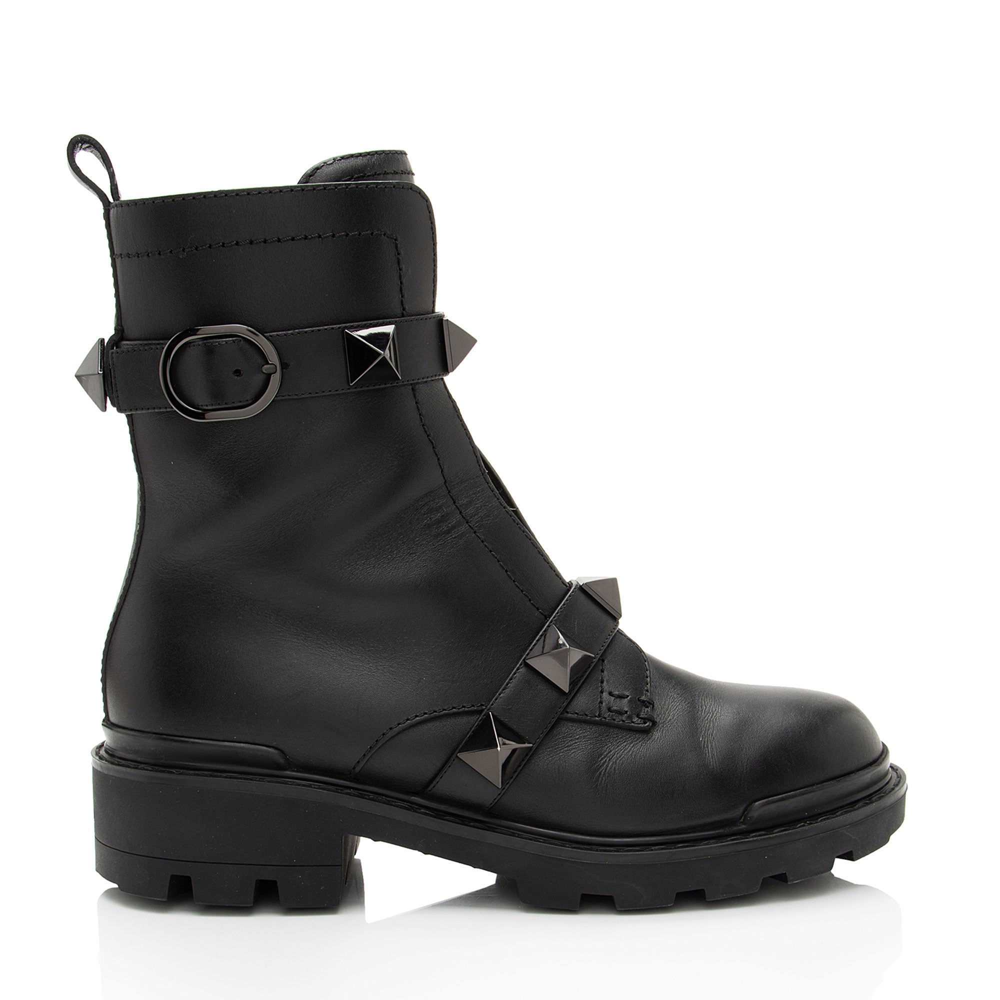 Valentino Calfskin Roman Stud Combat Boots - Size 10 / 40.5