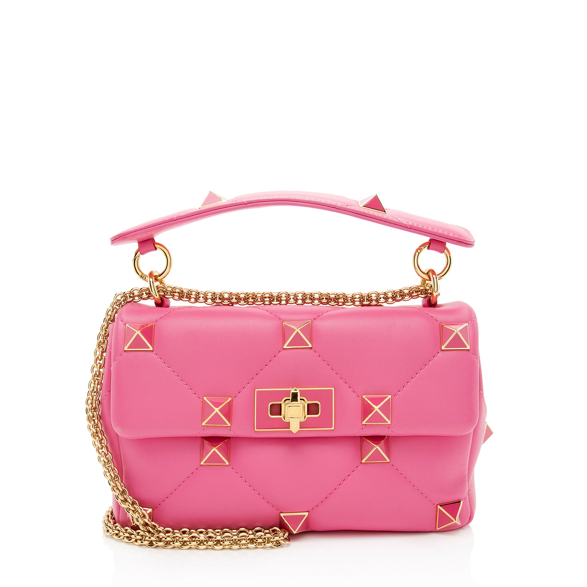 Valentino Calfskin Roman Stud Medium Shoulder Bag