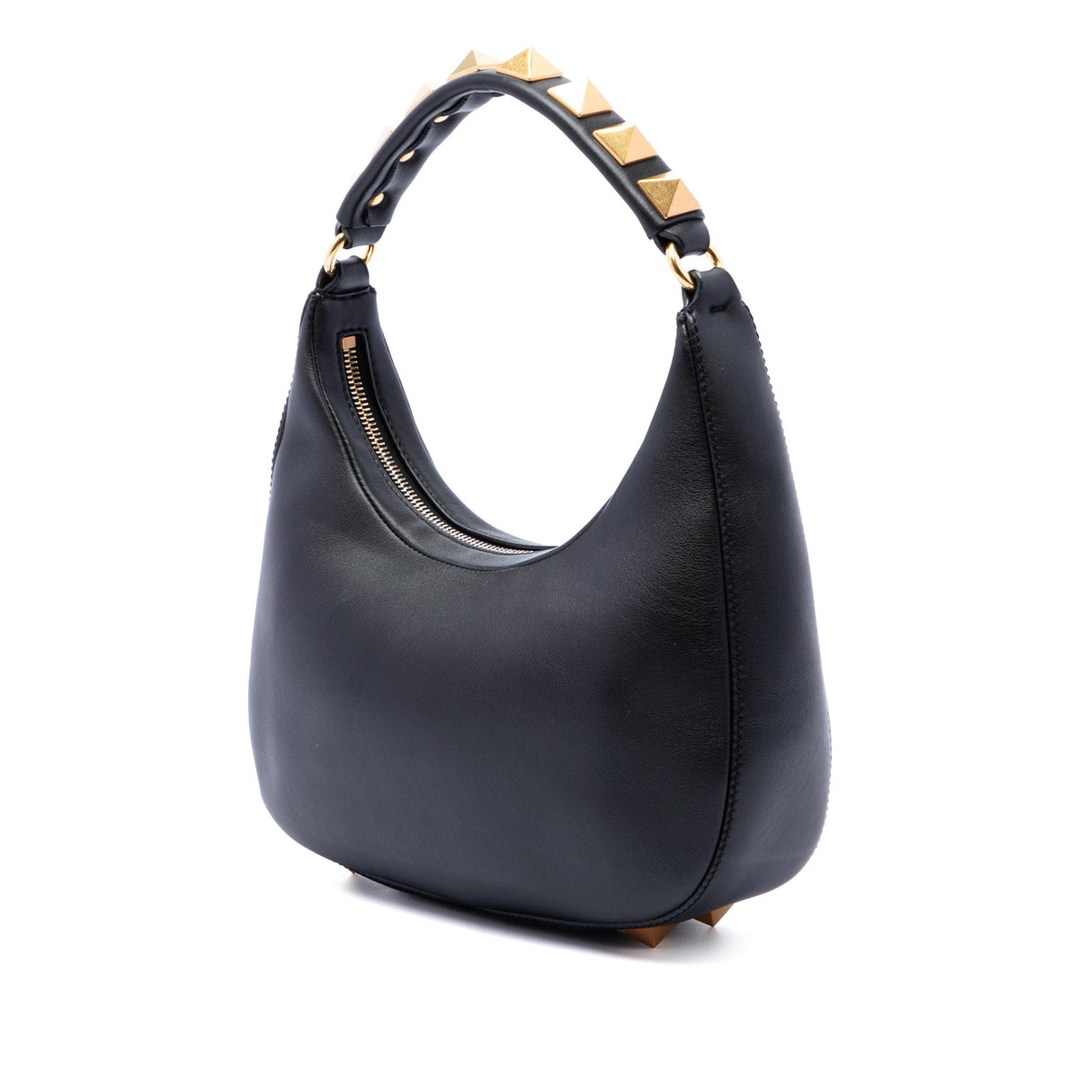 Valentino Calfskin Stud Sign Zip Hobo