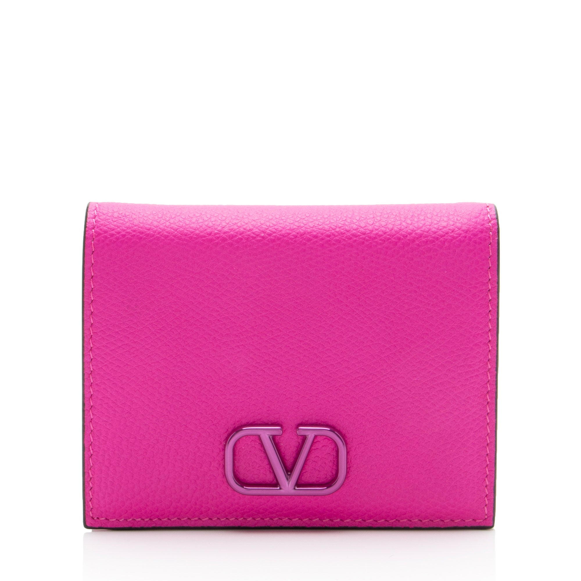 Valentino Calfskin VLogo Compact Wallet