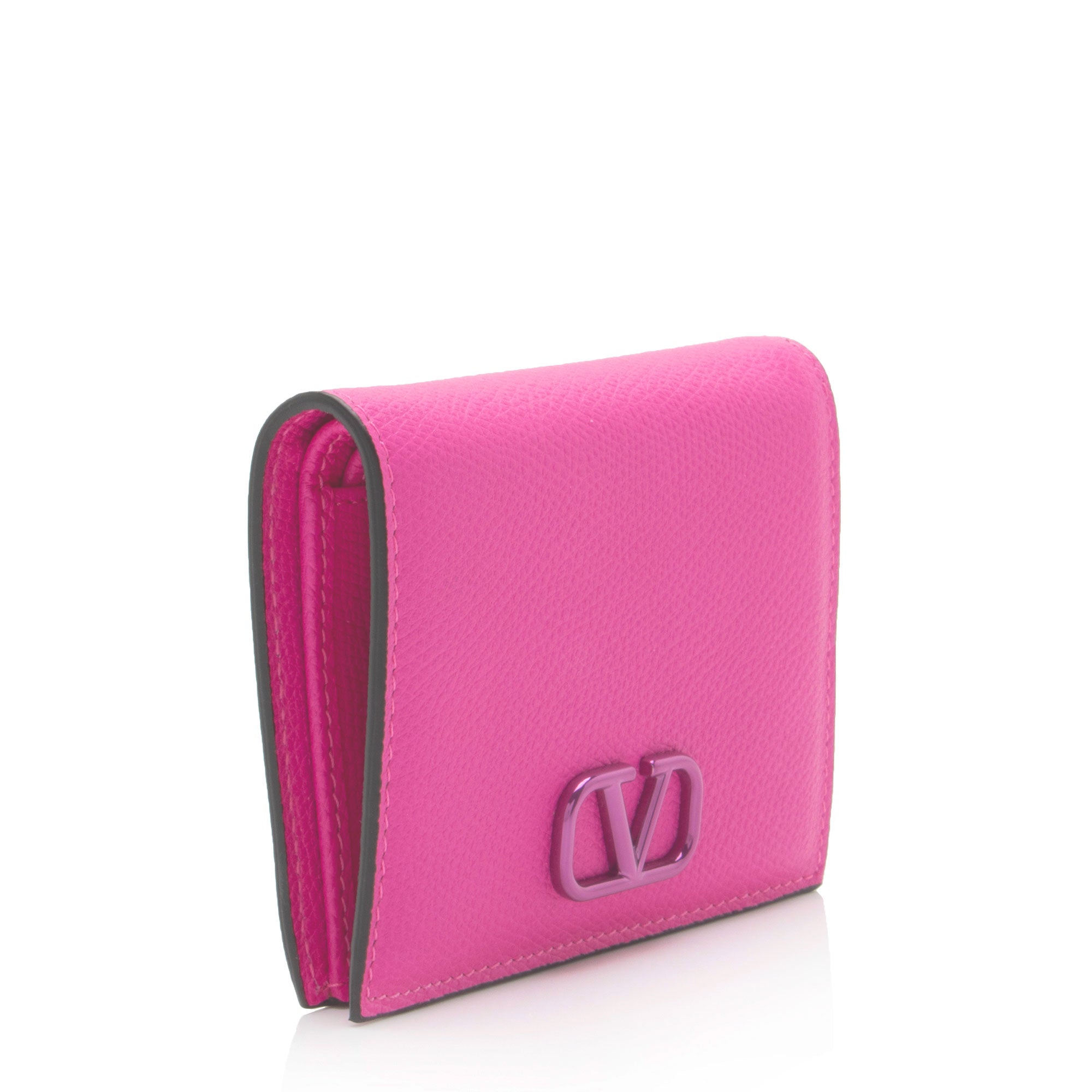 Valentino Calfskin VLogo Compact Wallet