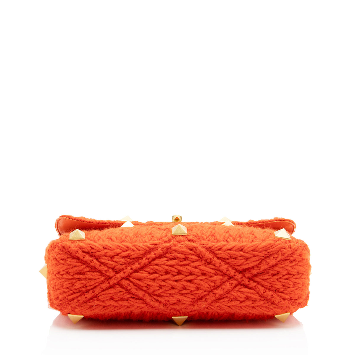 Valentino Cashmere Knit Roman Stud Medium Shoulder Bag