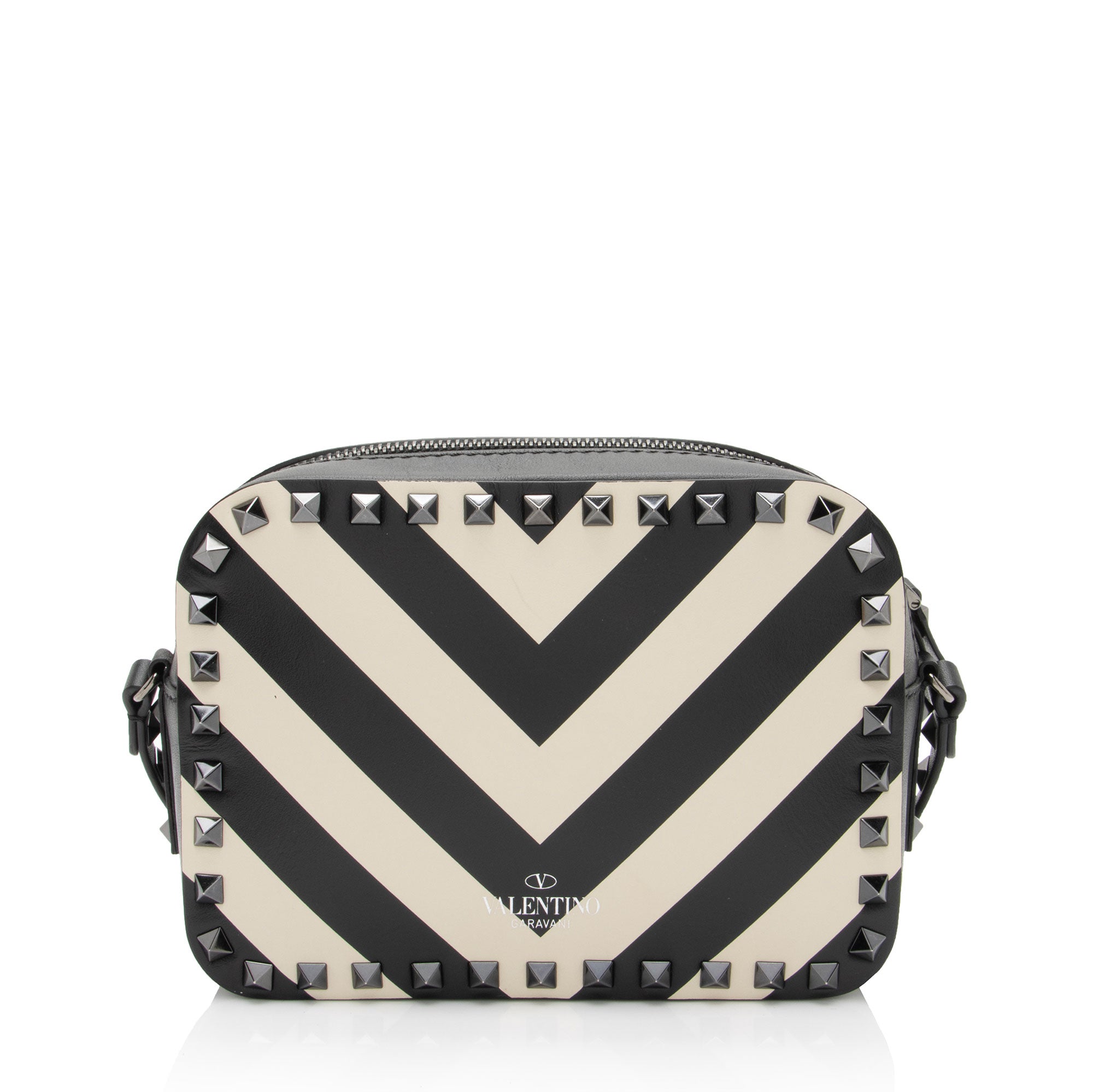 Valentino Chevron Leather Rockstud Camera Bag (SHF-y7DhNQ)