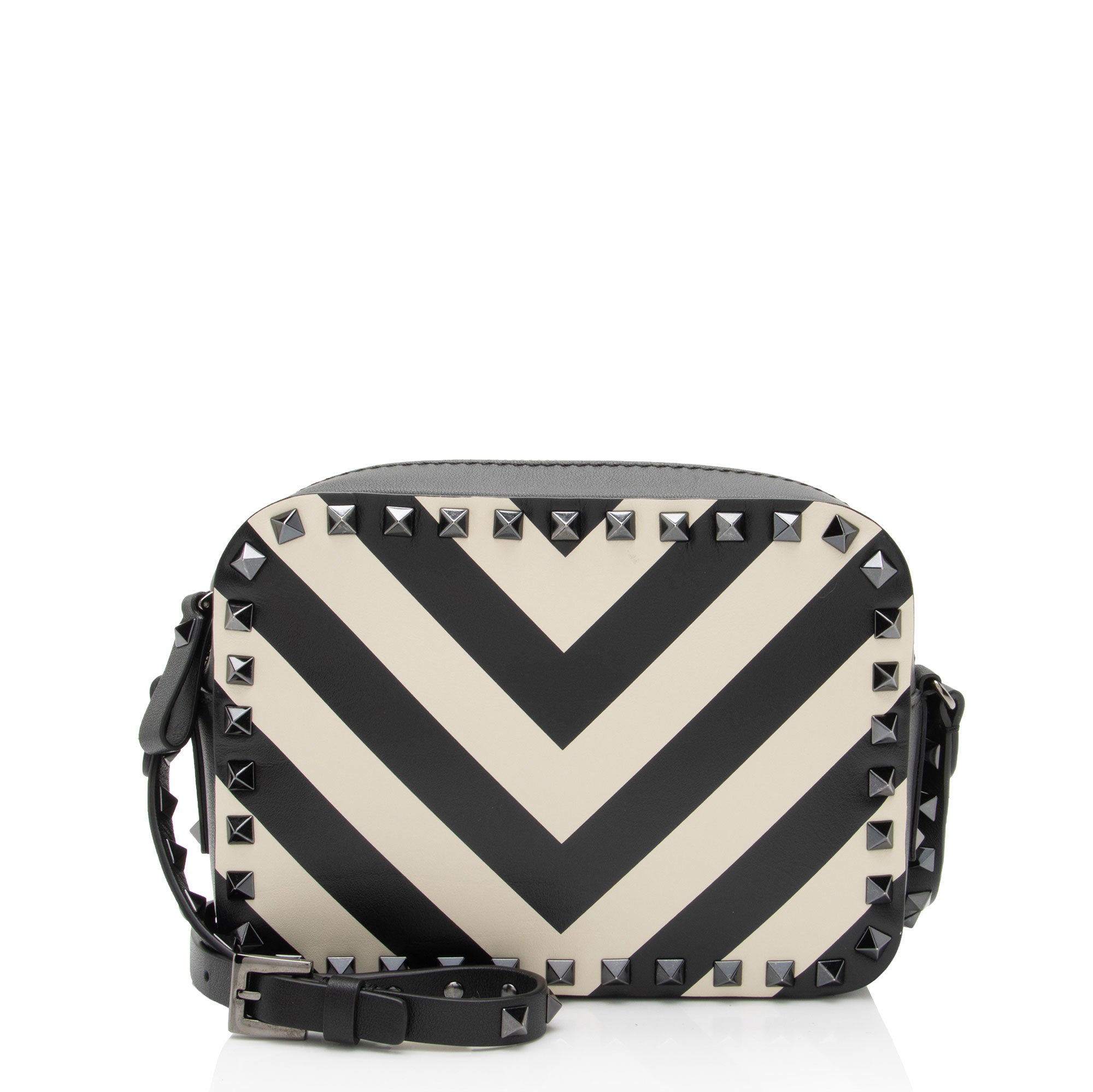 Valentino Chevron Leather Rockstud Camera Bag (SHF-y7DhNQ)